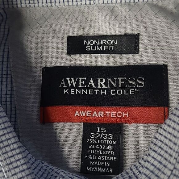 AWEARNESS Kenneth Cole Awear-Tech 15 32/33 mens slimfit shirt - Picture 7 of 8